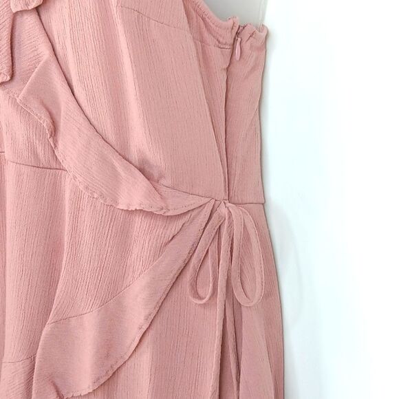 MOSSIMO SUPPLY CO. Women’s Pink Faux Wrap Ruffle Mini Dress Large Sleeveless - Picture 6 of 15